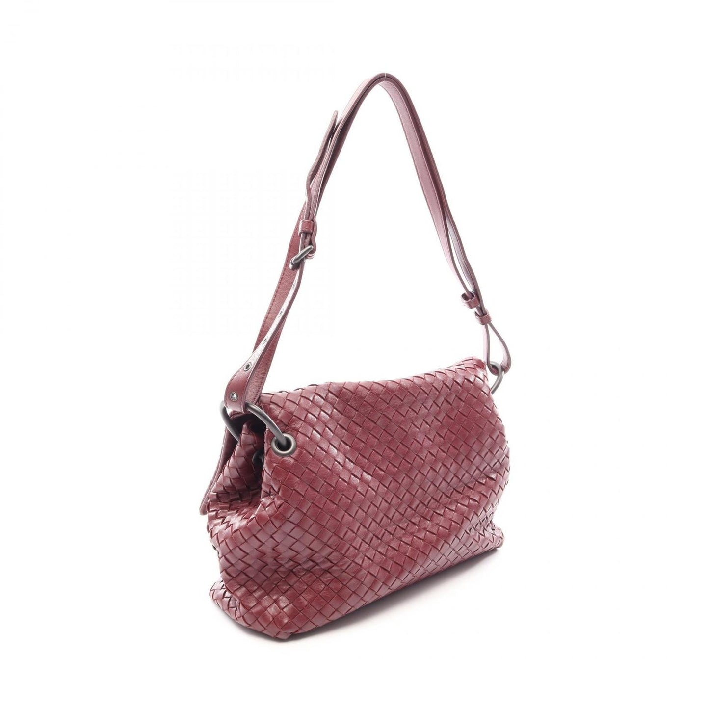 Bottega Veneta Shoulder Bag Intrecciato Burgundy Leather — view 2