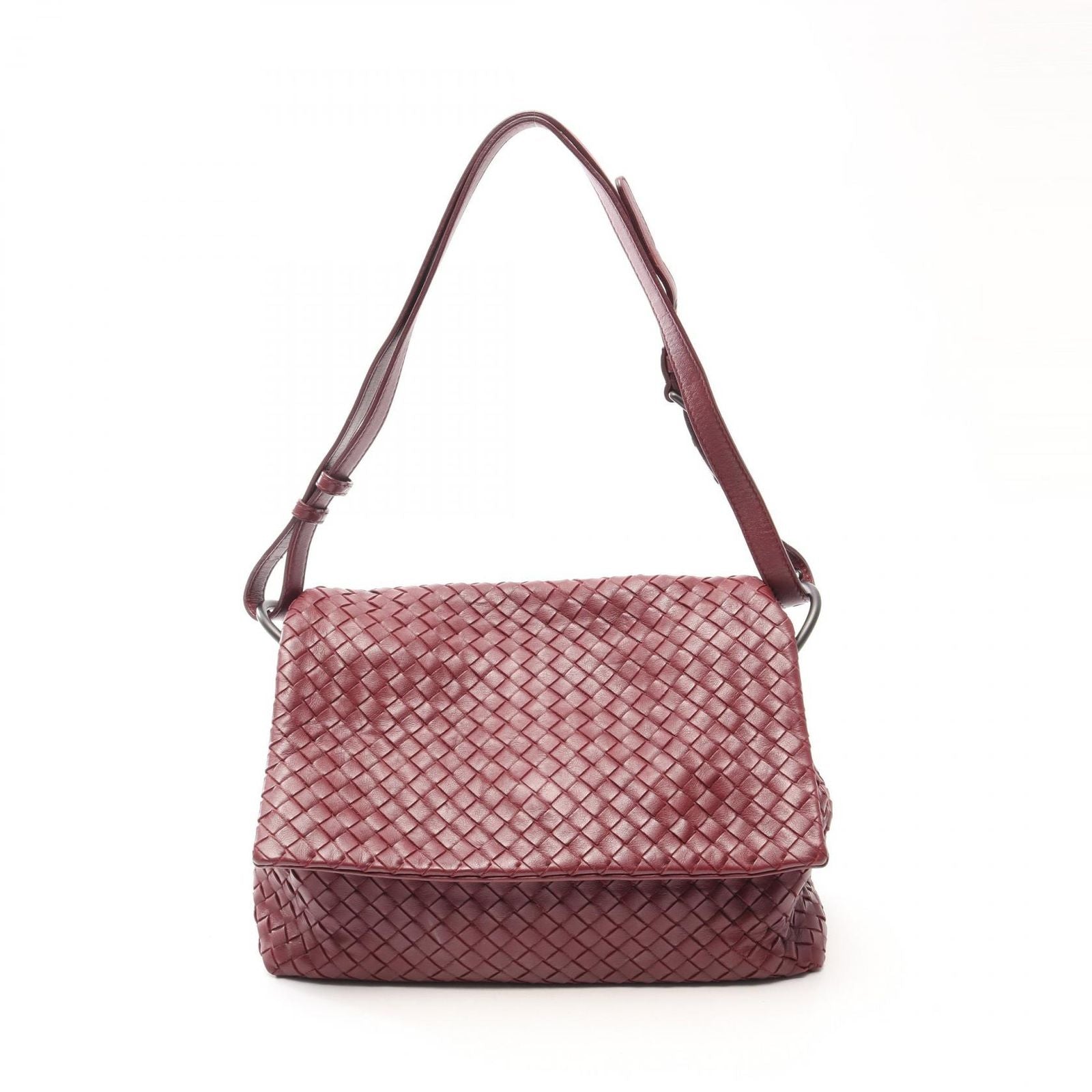 Bottega Veneta Shoulder Bag Intrecciato Burgundy Leather