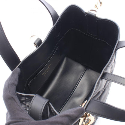 Dior Handbag Toujours Vertical Tote Small Macro Cannage 2-Way Black Leather — view 3