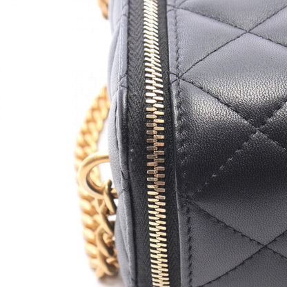 Chanel Shoulder Bag Quilted Vanity Black Lambskin Chain — view 6