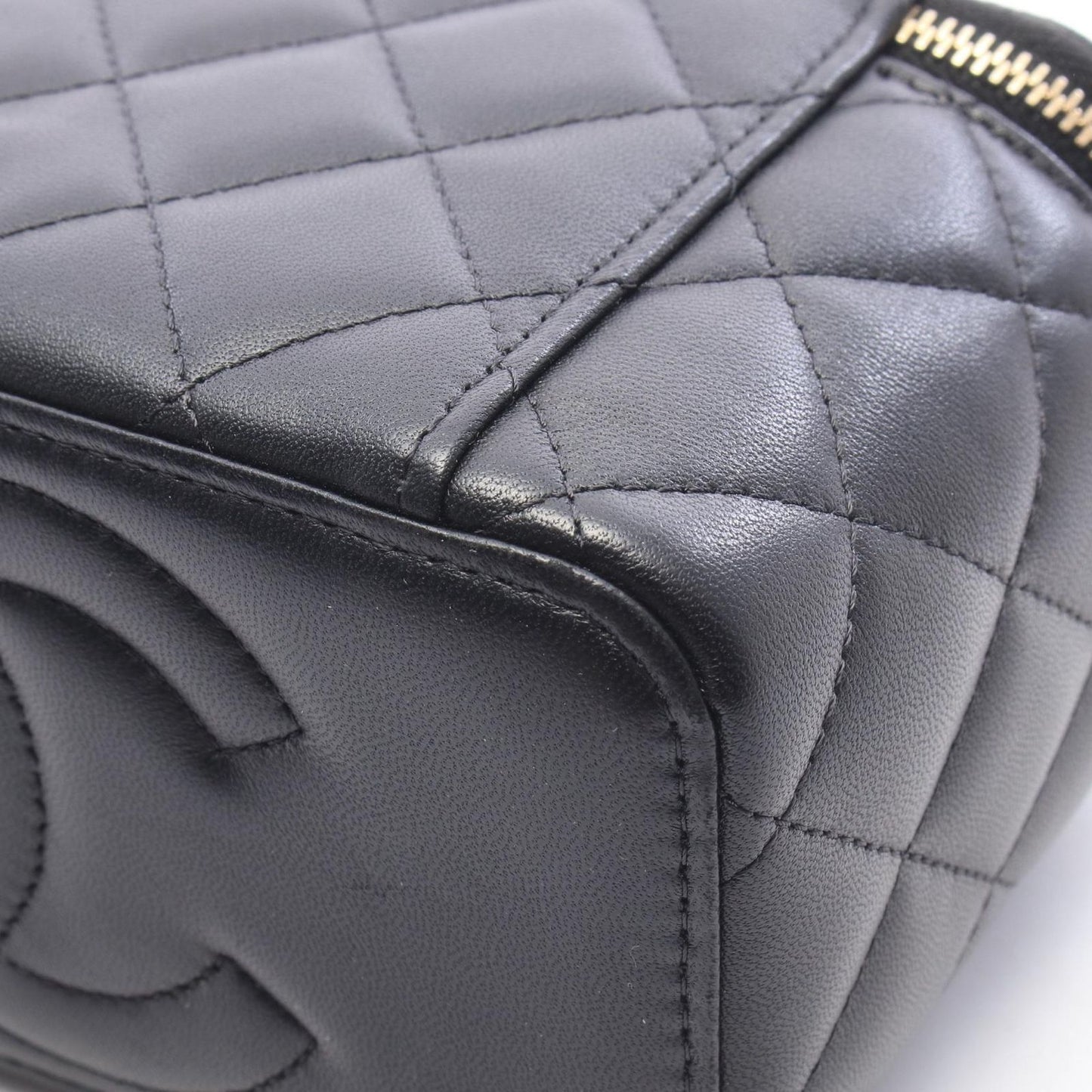 Chanel Shoulder Bag Quilted Vanity Black Lambskin Chain — view 8