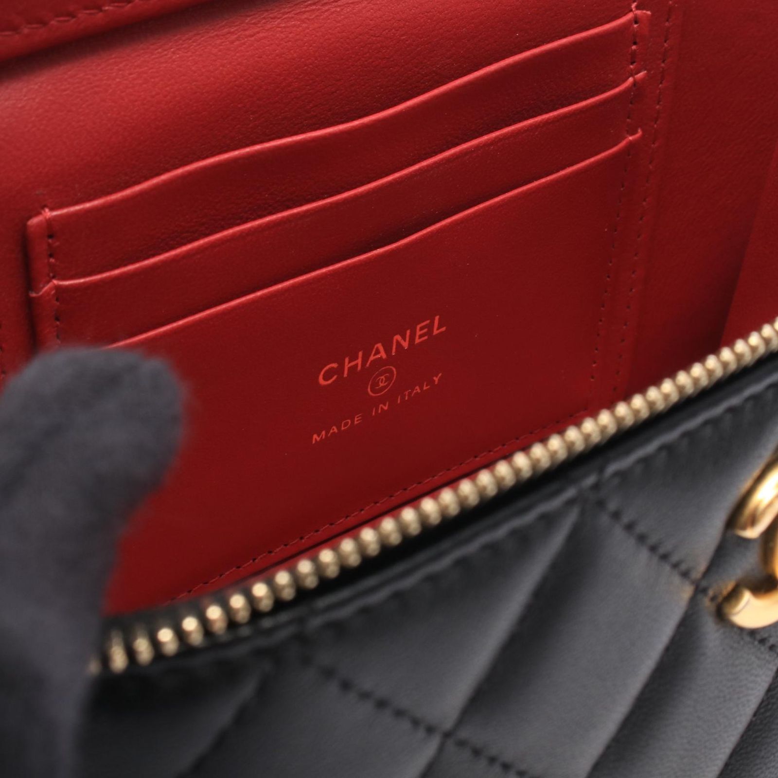 Chanel Shoulder Bag Quilted Vanity Black Lambskin Chain — view 4
