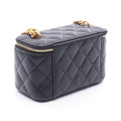 Chanel Shoulder Bag Quilted Vanity Black Lambskin Chain — view 2