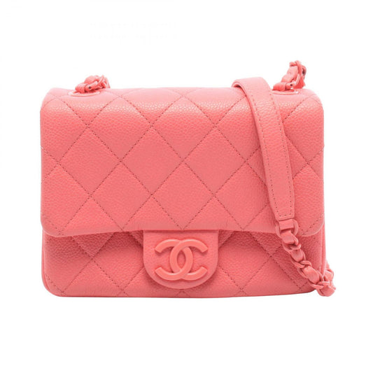 Chanel Shoulder Bag Mini Quilted Pink Caviar Leather Chain