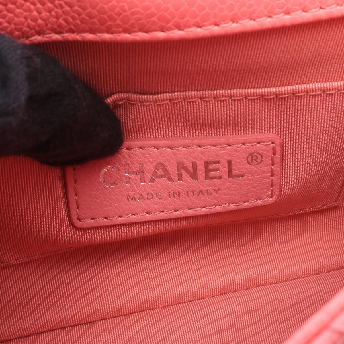 Chanel Shoulder Bag Mini Quilted Pink Caviar Leather Chain — view 4