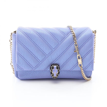 Bvlgari Shoulder Bag Serpenti Cabochon Metallic Lavender Leather Chain Mini