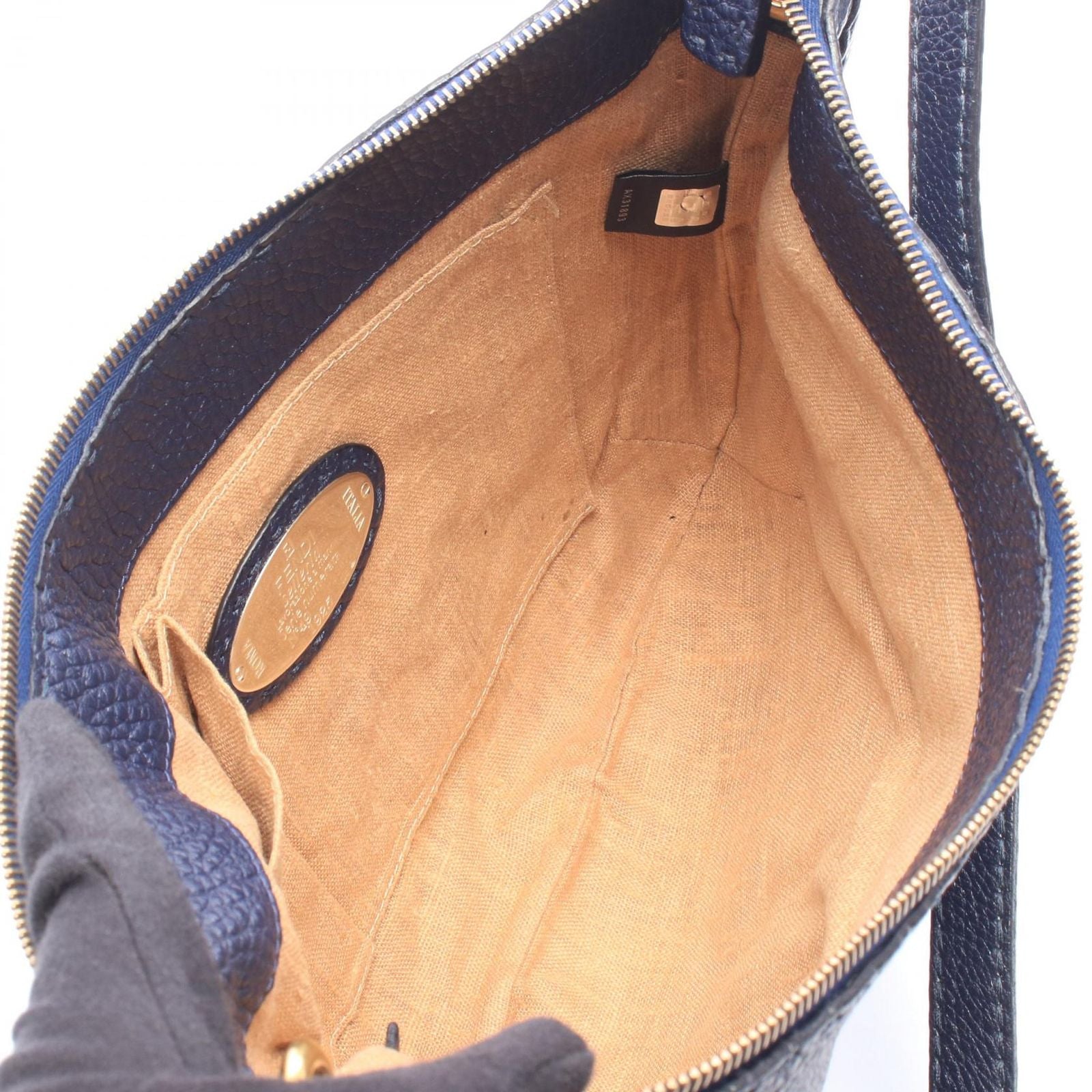 Fendi Shoulder Bag Selleria Navy Leather — view 3