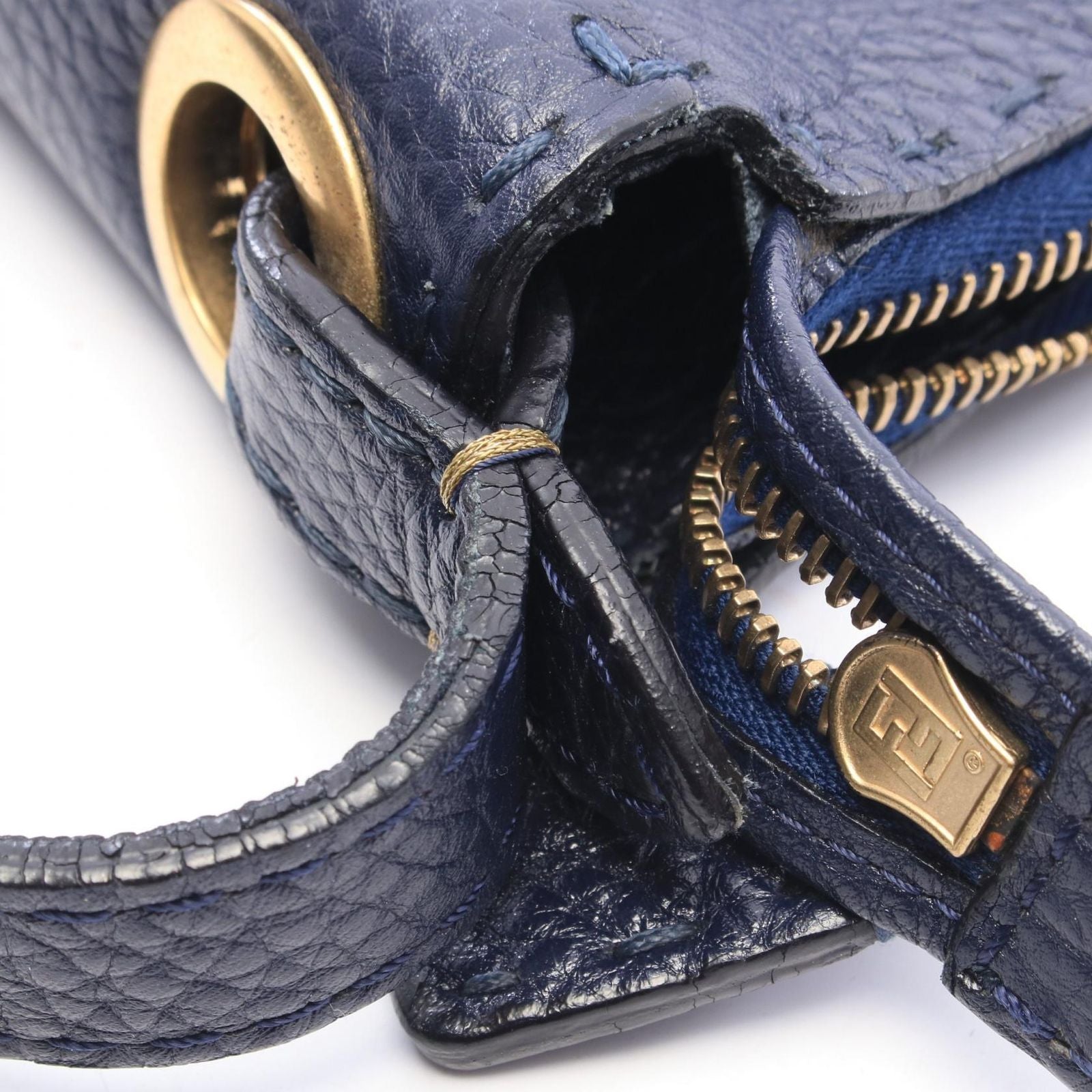 Fendi Shoulder Bag Selleria Navy Leather — view 5