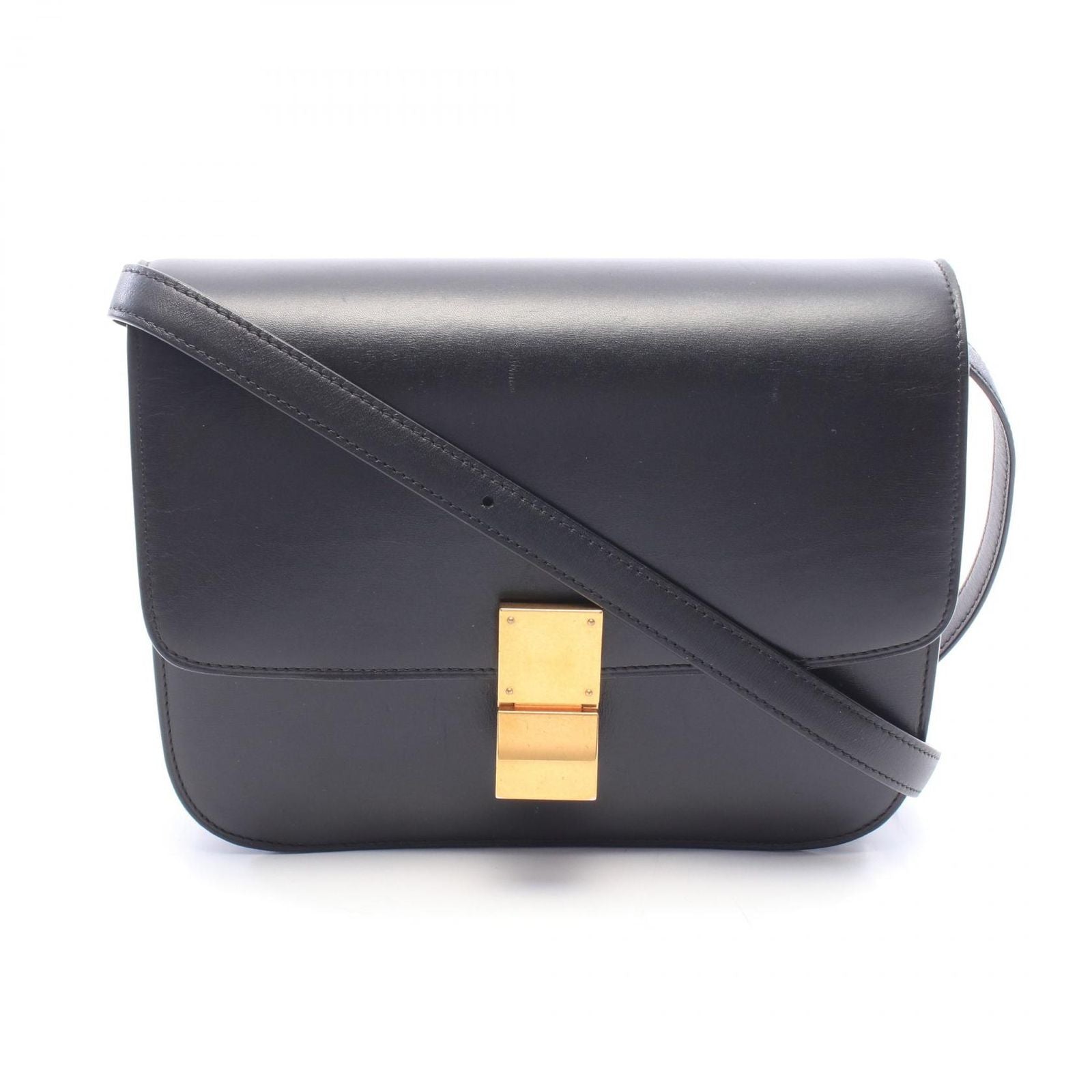 Celine Shoulder Bag Classic Box Black Leather