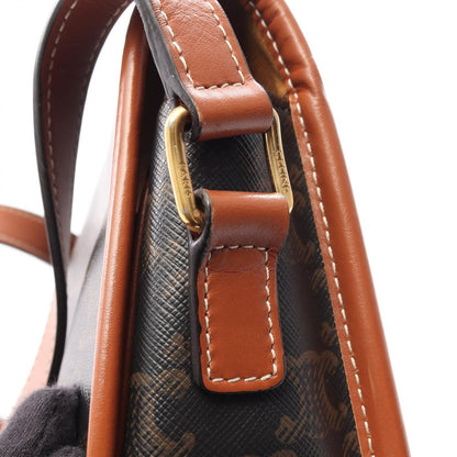 Celine Shoulder Bag Folco Triomphe Brown Black Canvas Leather — view 7