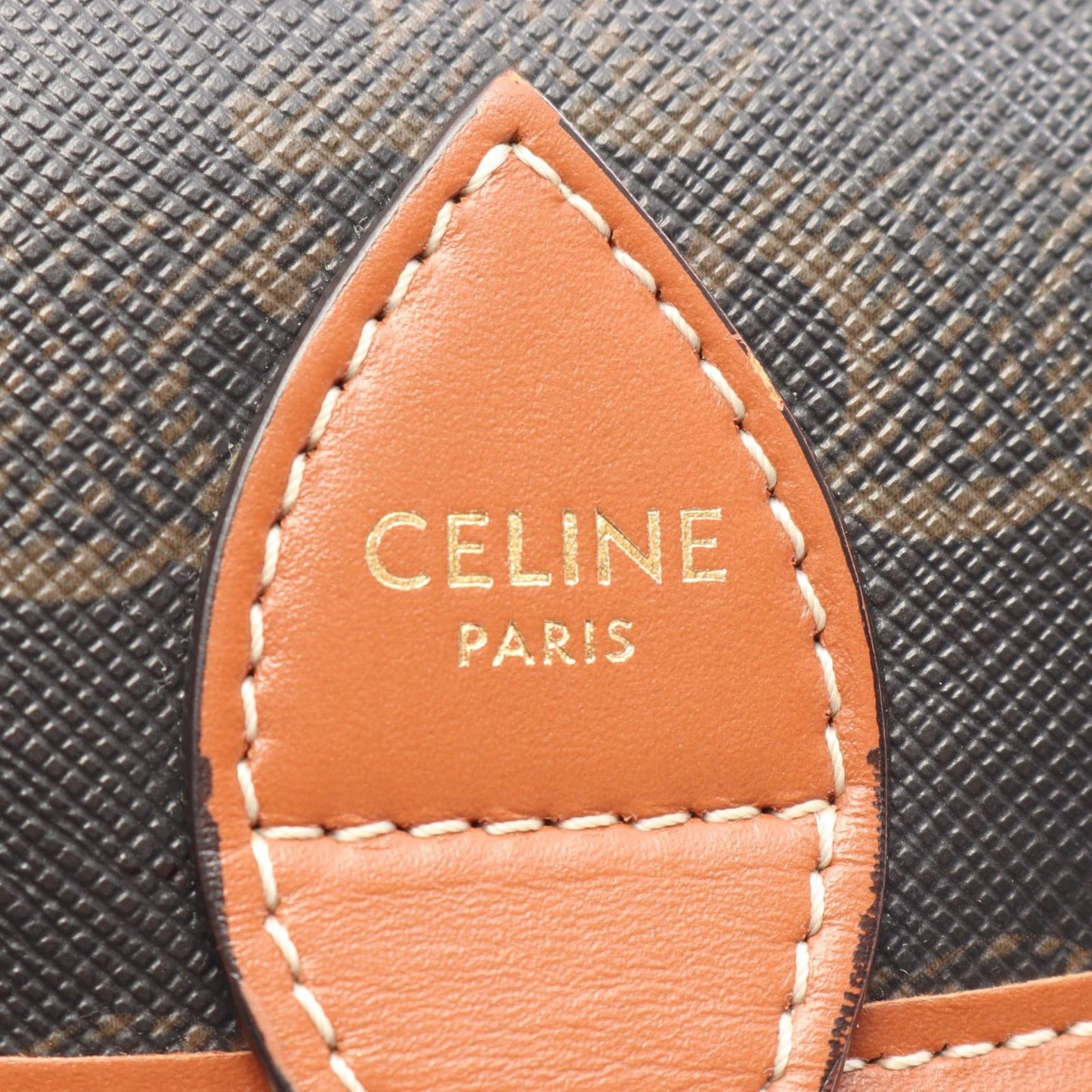 Celine Shoulder Bag Folco Triomphe Brown Black Canvas Leather — view 4