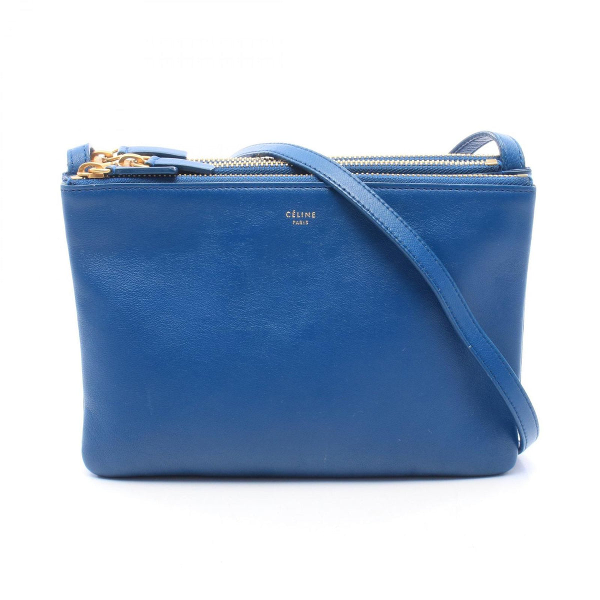 Celine Shoulder Bag Trio Small Blue Leather