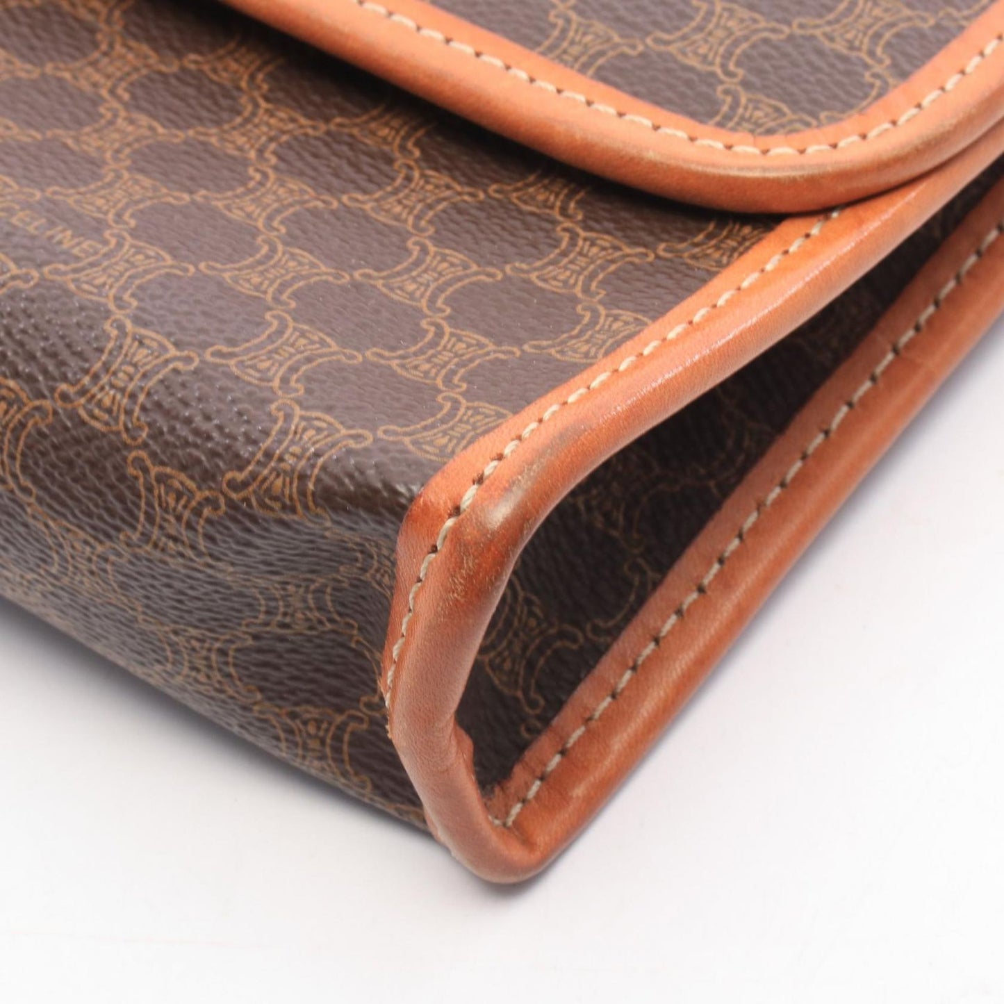 Celine Shoulder Bag Macadam Brown Dark Canvas Leather — view 7