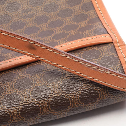 Celine Shoulder Bag Macadam Brown Dark Canvas Leather — view 8