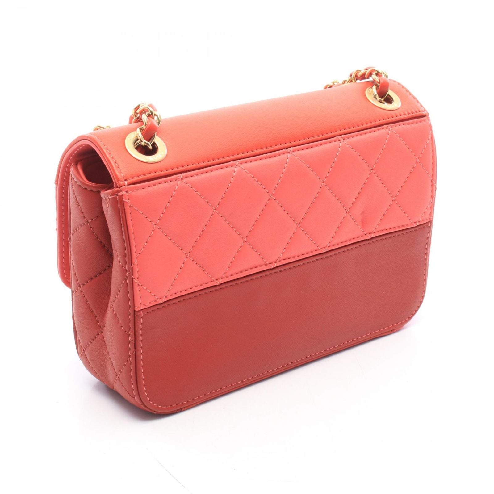 Chanel Shoulder Bag Quilted Small Red Pink Leather Chain — view 2