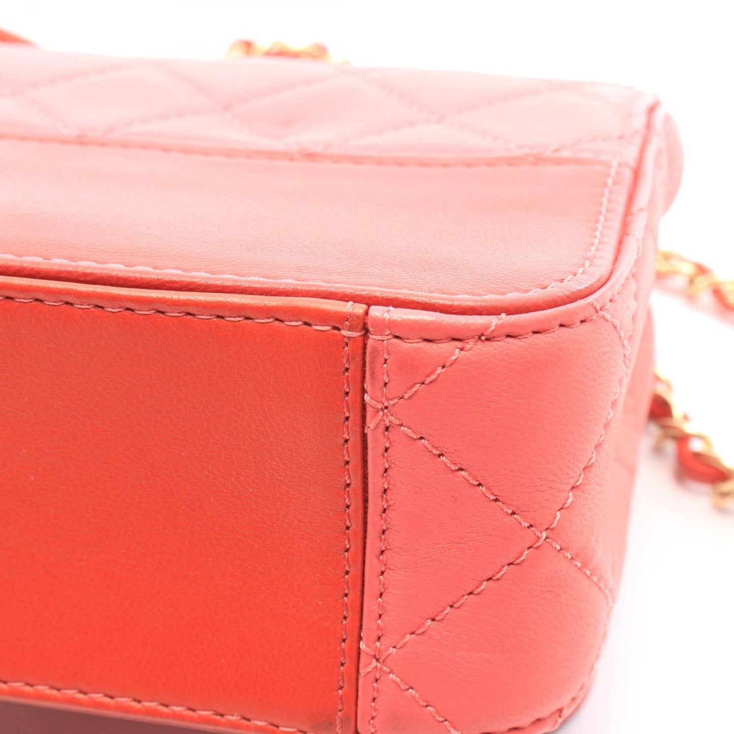 Chanel Shoulder Bag Quilted Small Red Pink Leather Chain — view 6