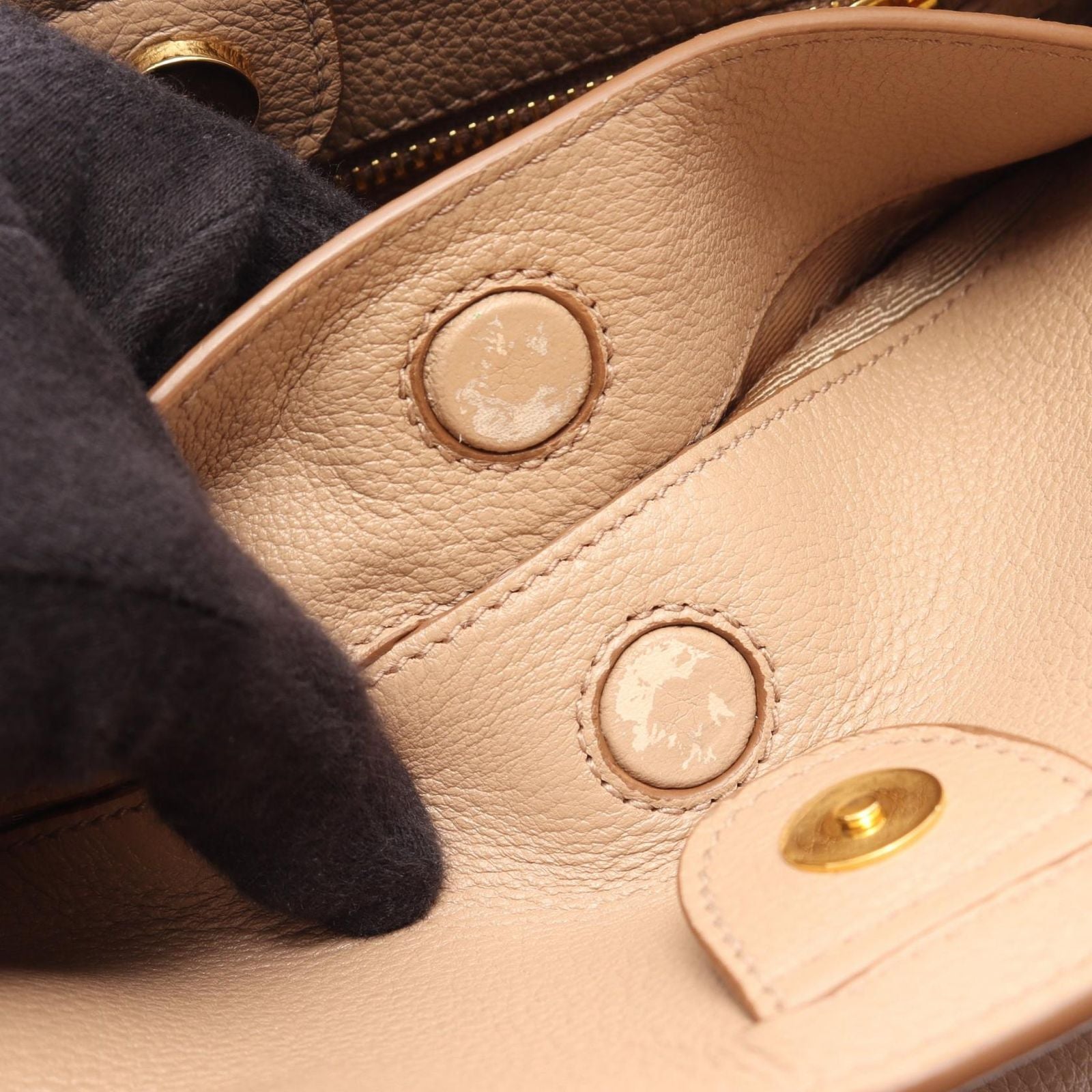 Prada Handbag Pink Beige Leather Metal Logo 2-Way Tote — view 6