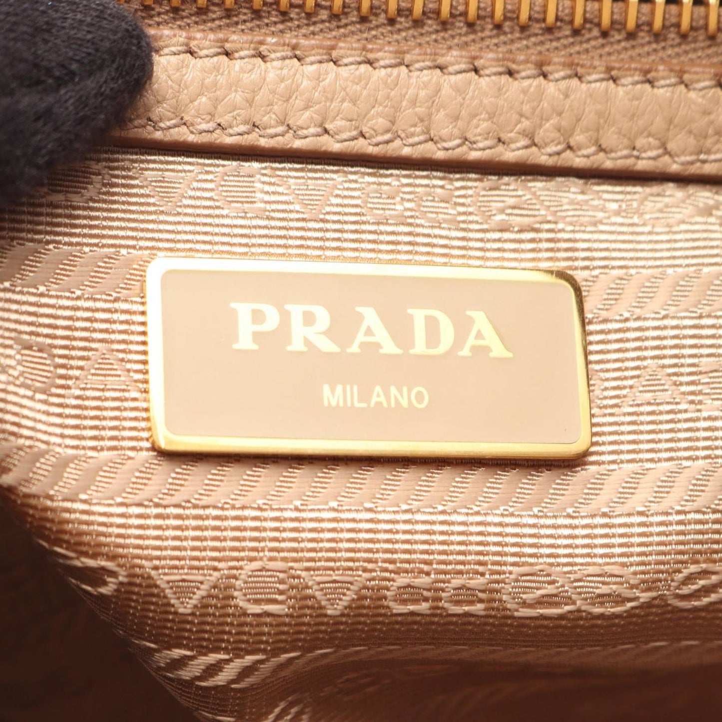 Prada Handbag Pink Beige Leather Metal Logo 2-Way Tote — view 4