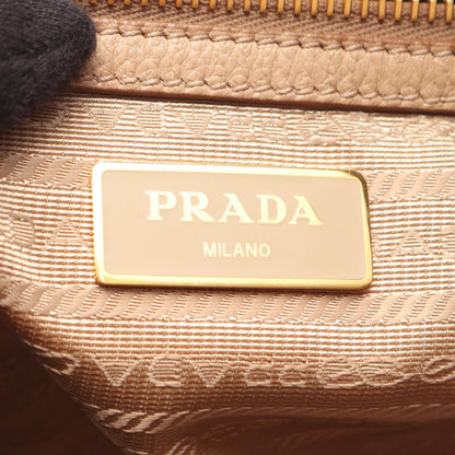 Prada Handbag Pink Beige Leather Metal Logo 2-Way Tote — view 4