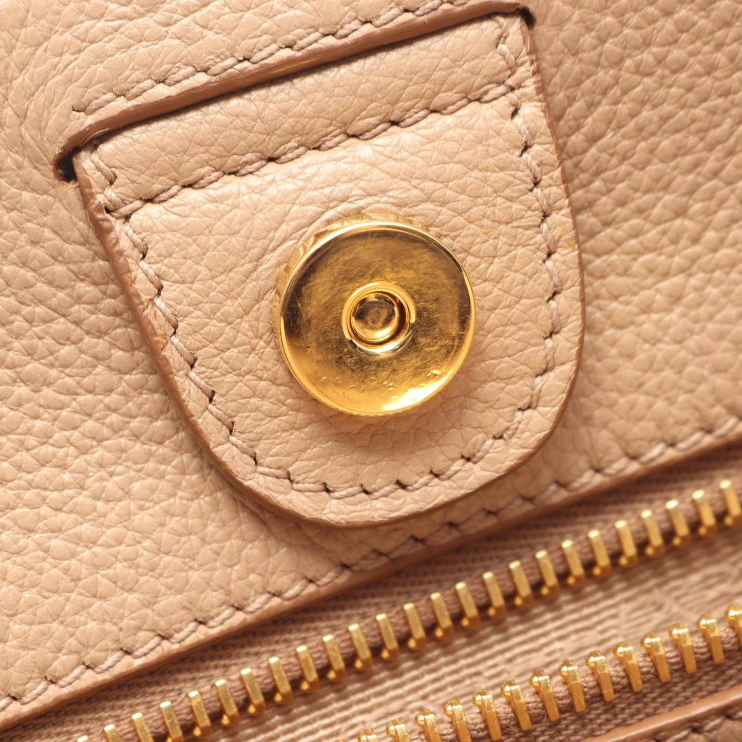 Prada Handbag Pink Beige Leather Metal Logo 2-Way Tote — view 5
