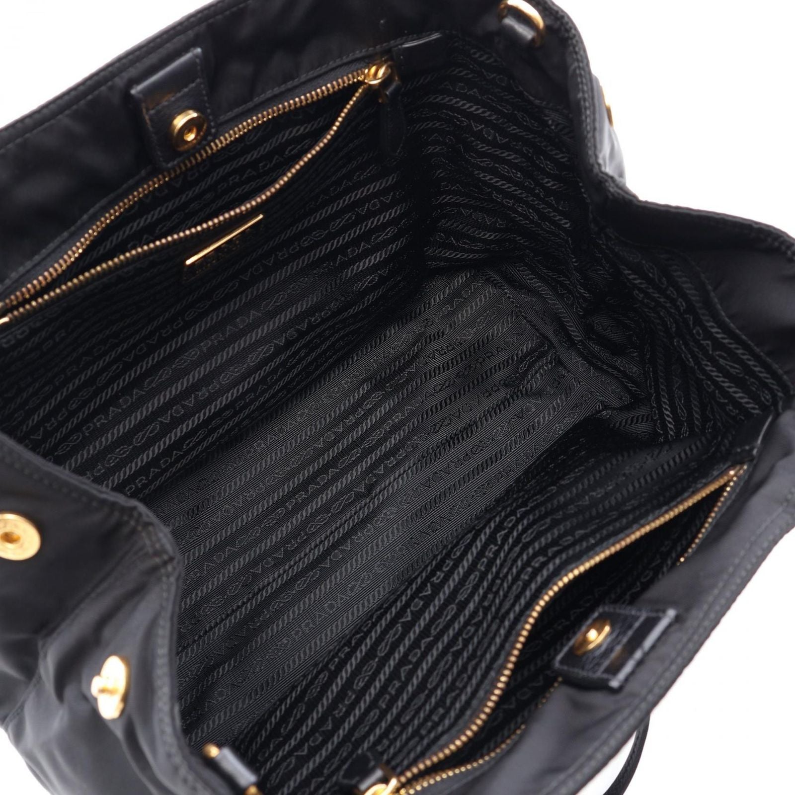 Prada Handbag Black Nylon Leather 2-Way — view 3