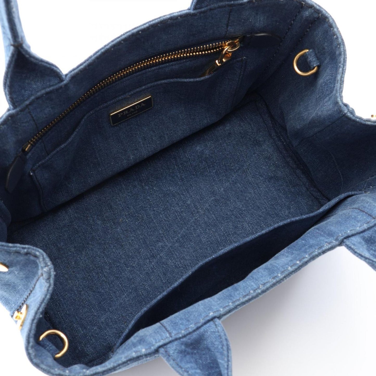 Prada Tote Bag Canapa Denim Blue Black Mini — view 3