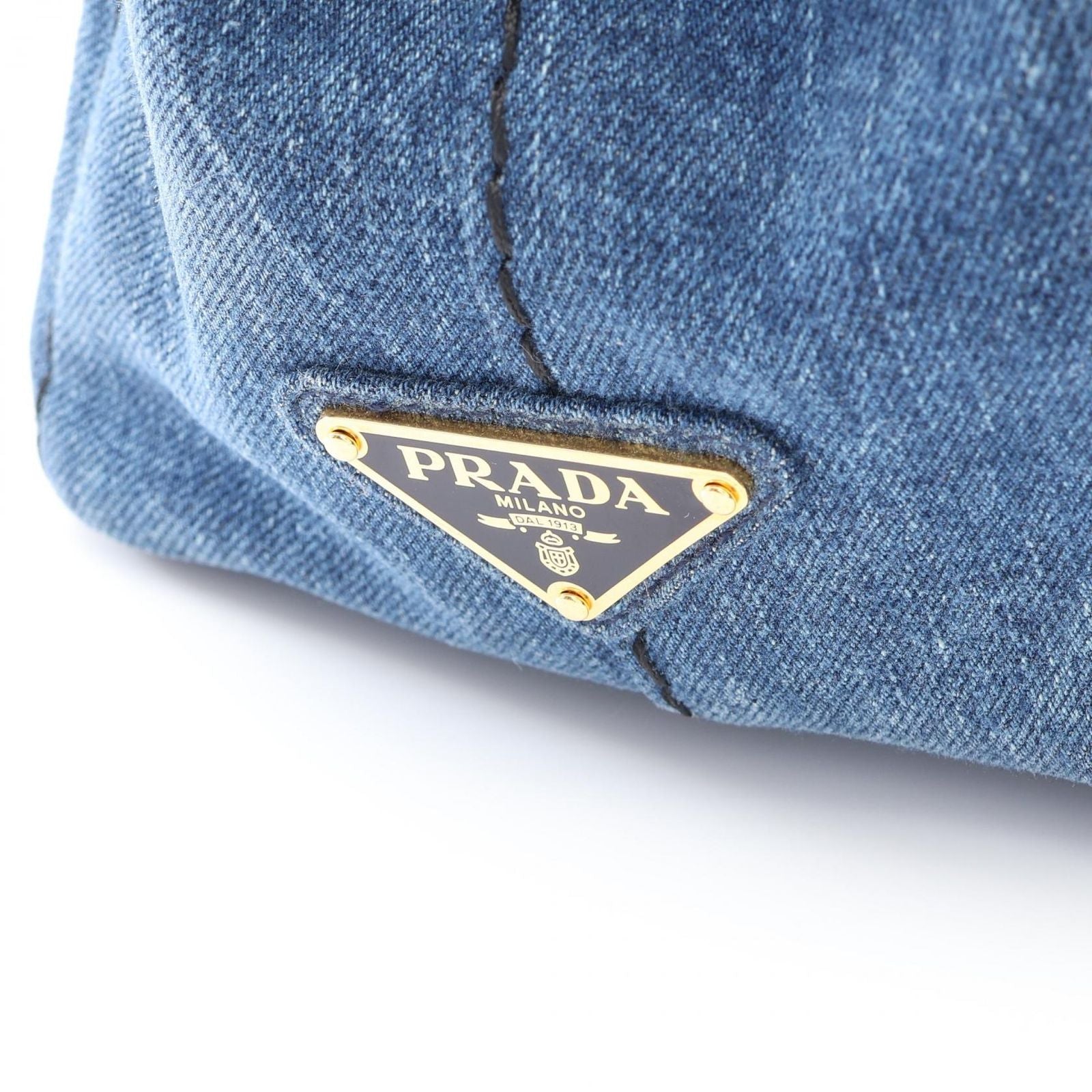 Prada Tote Bag Canapa Denim Blue Black Mini — view 7