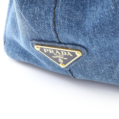 Prada Tote Bag Canapa Denim Blue Black Mini — view 7