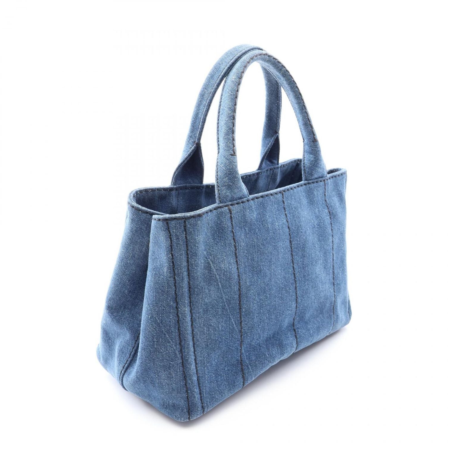 Prada Tote Bag Canapa Denim Blue Black Mini — view 2