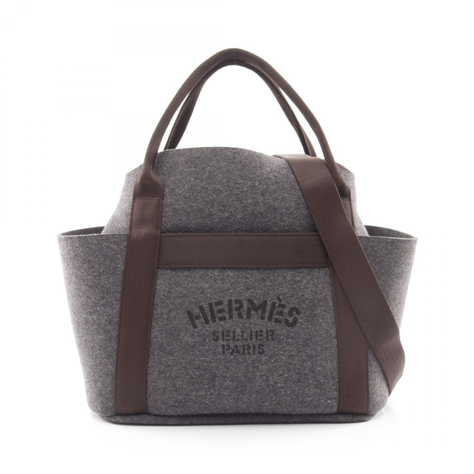 Hermes Tote Bag Sac de Panthere Jeu Groom 2-Way Grimoire Ebene Leather