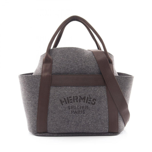 Hermes Tote Bag Sac de Panthere Jeu Groom 2-Way Grimoire Ebene Leather