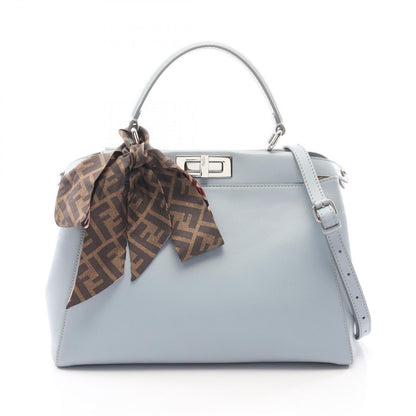 Fendi Handbag Peekaboo Regular 2-Way Light Blue Leather