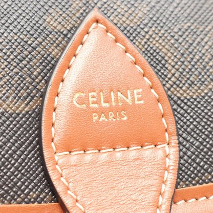 Celine Shoulder Bag Folco Triomphe Brown Black Canvas Leather — view 4