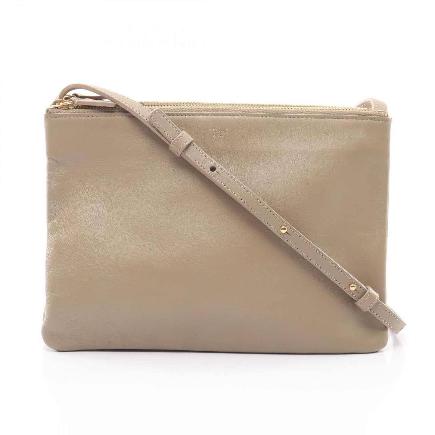 Celine Shoulder Bag Trio Large Gray Leather