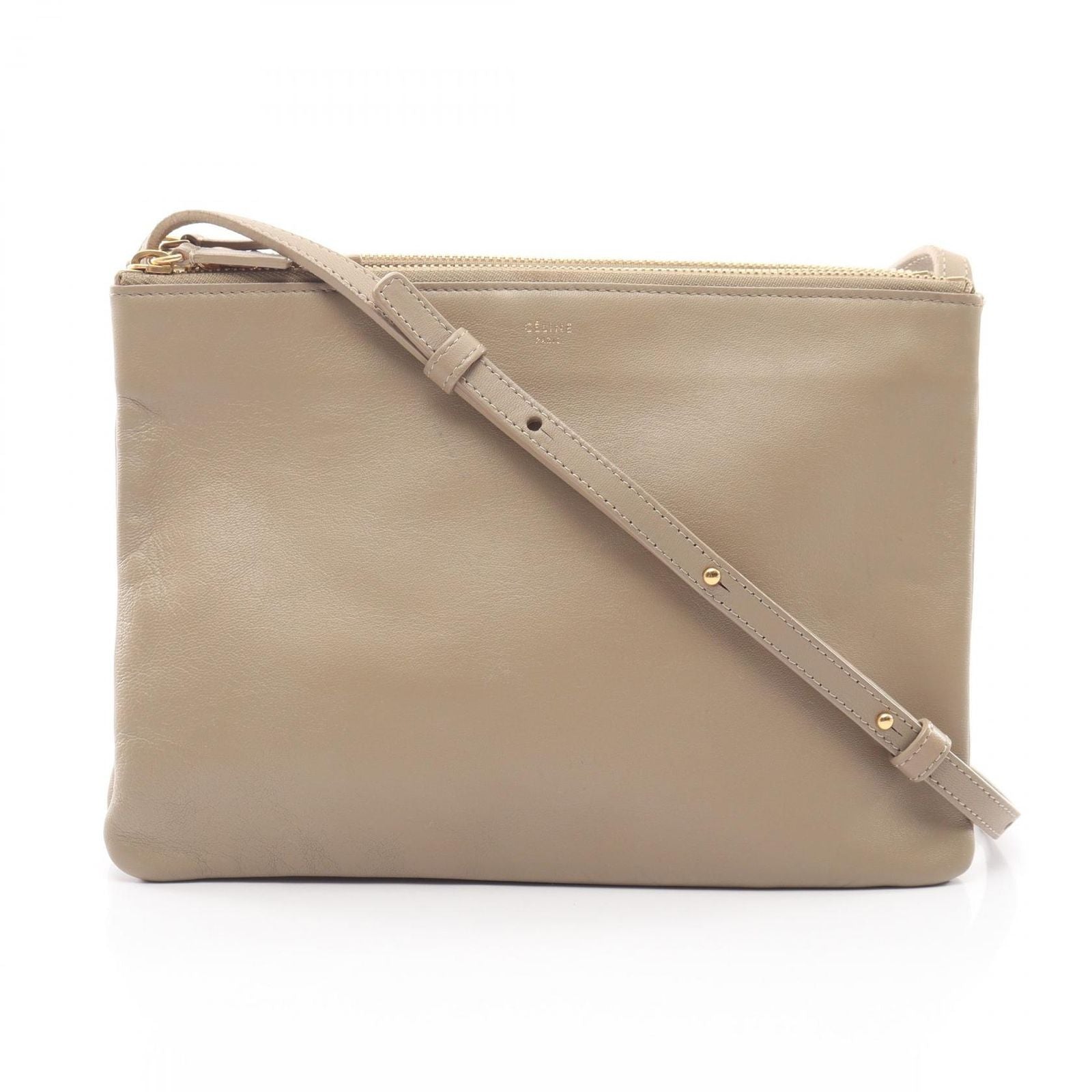 Celine Shoulder Bag Trio Large Gray Leather