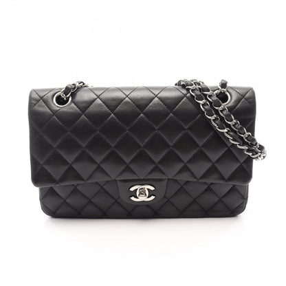 Chanel Shoulder Bag Quilted Double Flap Black Lambskin Chain