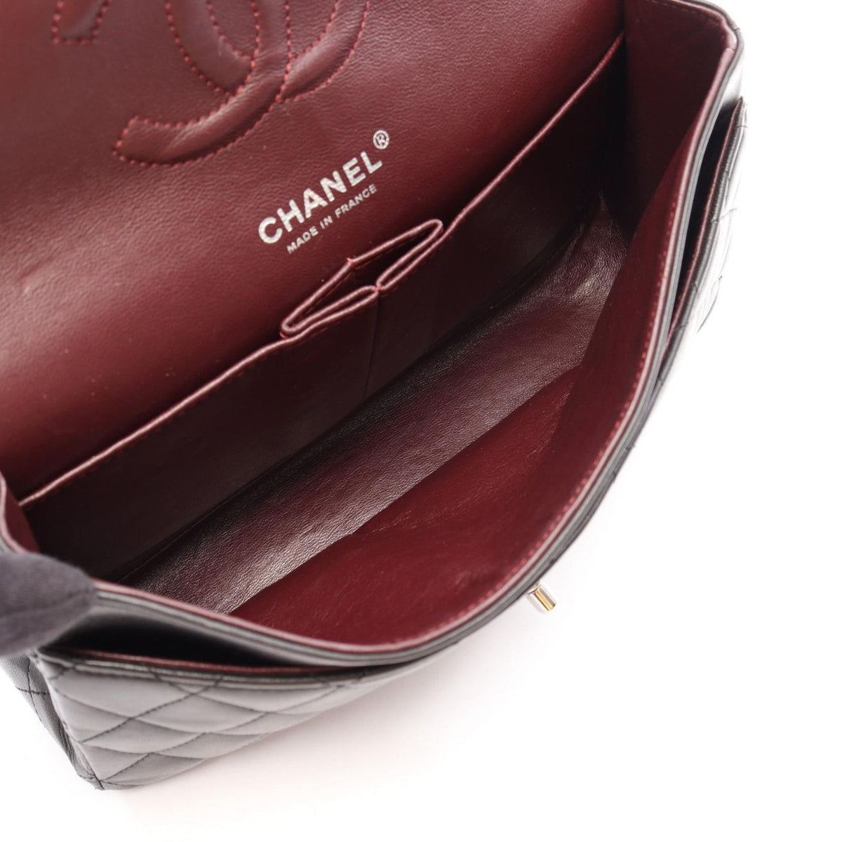 Chanel Shoulder Bag Quilted Double Flap Black Lambskin Chain — view 3