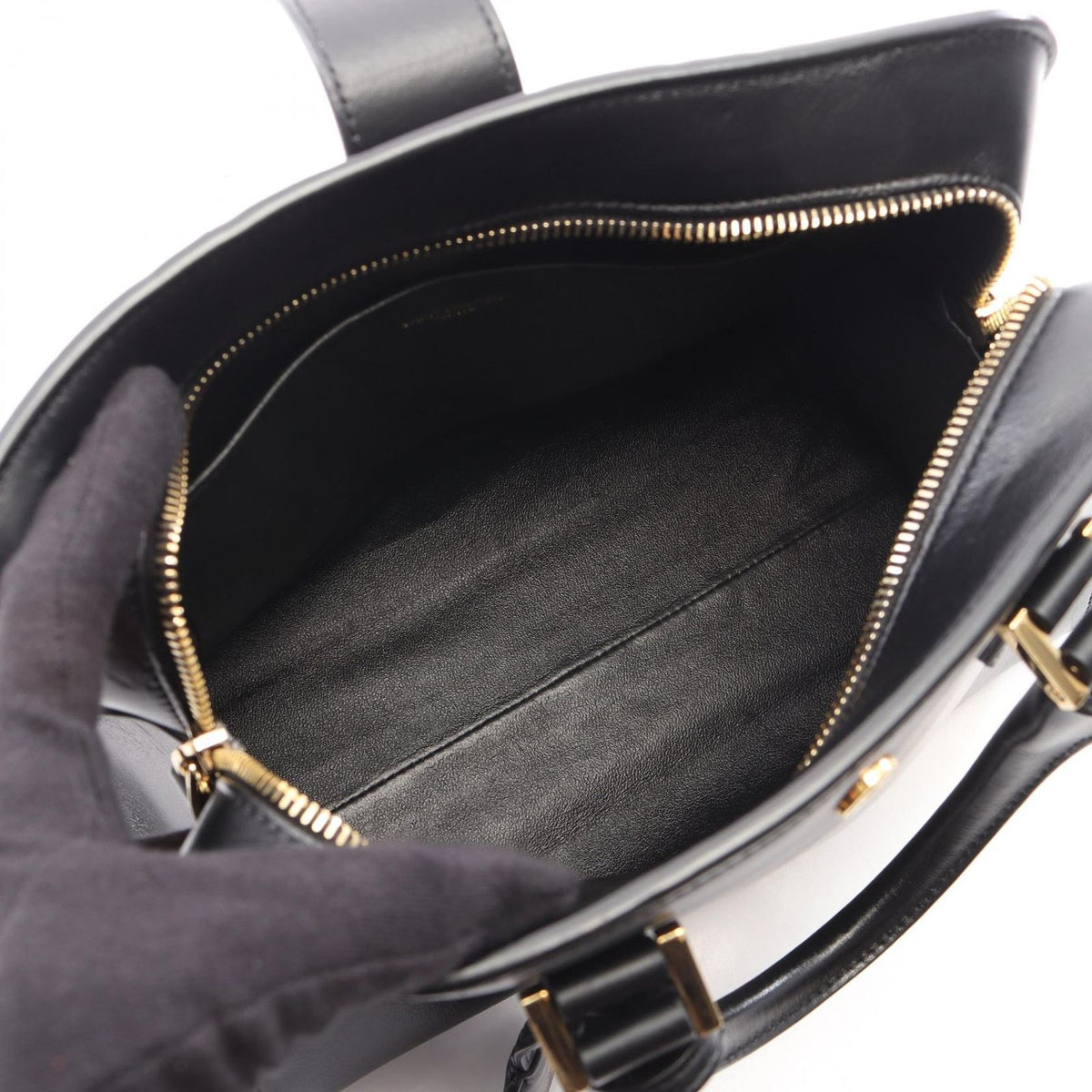 Saint Laurent Paris Handbag YSL Line Baby Monogram Cabas 2-Way Black Leather — view 3