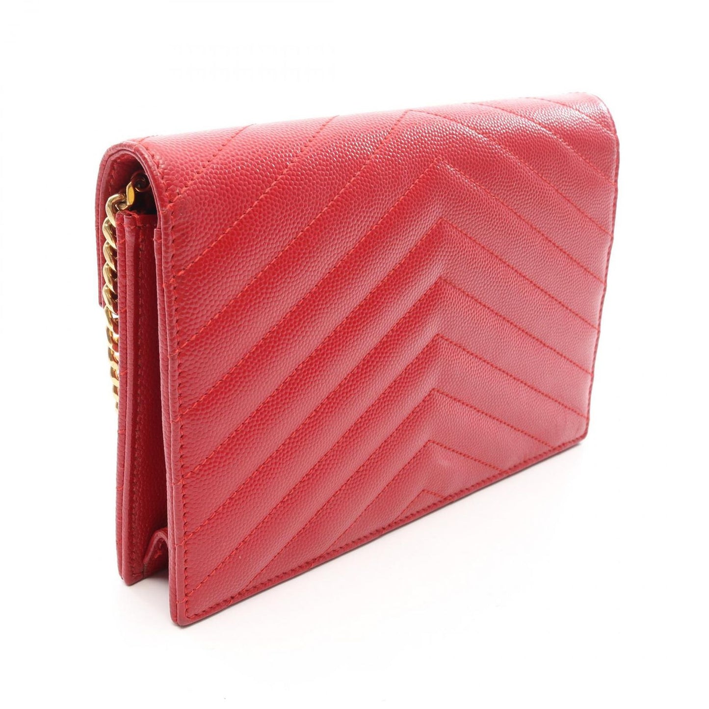 Saint Laurent Paris Shoulder Bag Cassandra Envelope Red Leather Chain Wallet — view 2