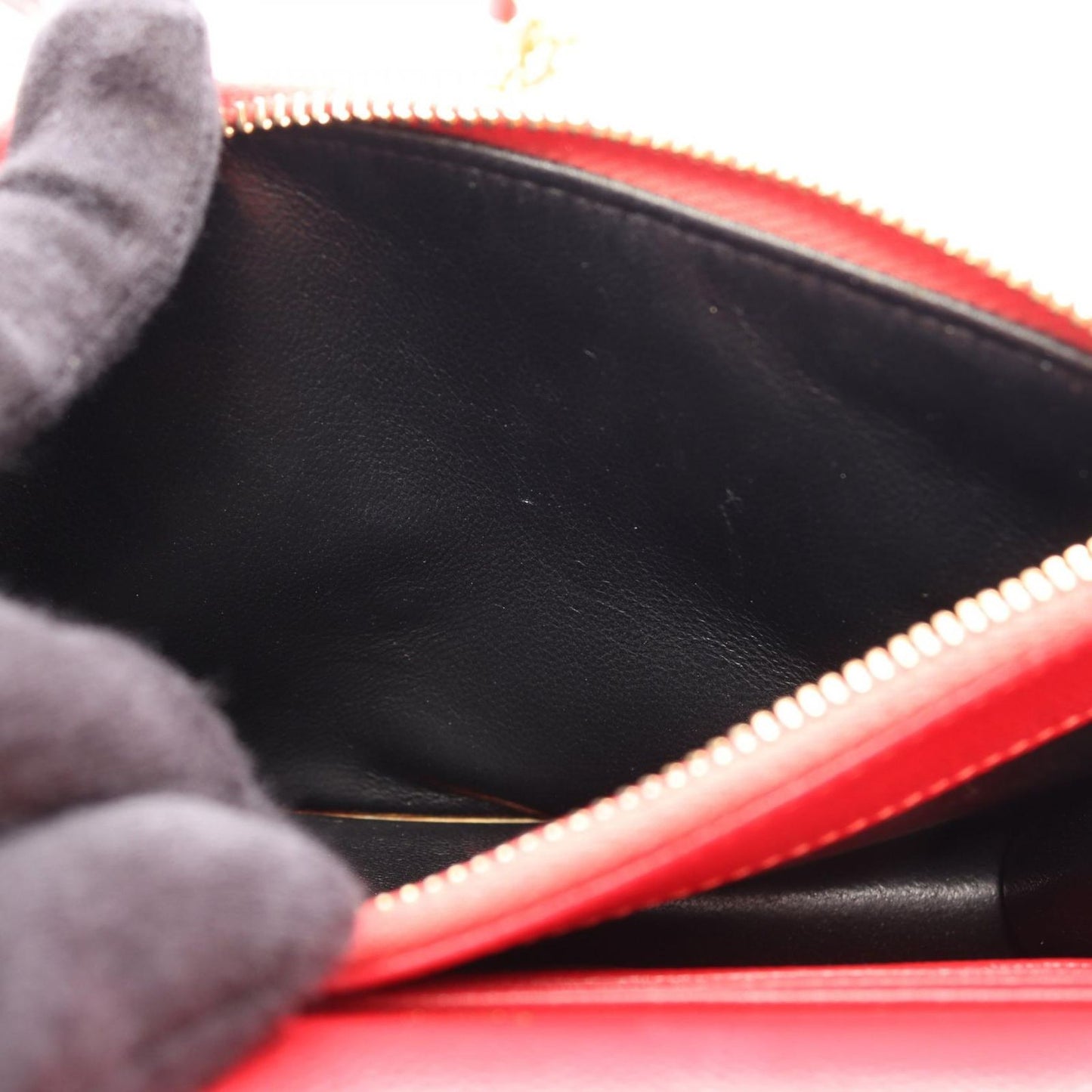 Saint Laurent Paris Shoulder Bag Cassandra Envelope Red Leather Chain Wallet — view 6