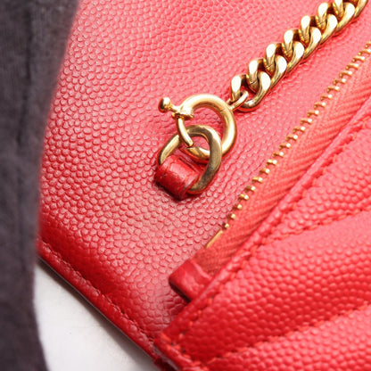 Saint Laurent Paris Shoulder Bag Cassandra Envelope Red Leather Chain Wallet — view 7