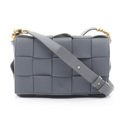 Bottega Veneta Shoulder Bag Cassette Intrecciato Gray Leather