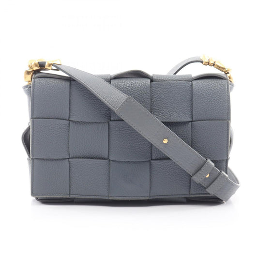 Bottega Veneta Shoulder Bag Cassette Intrecciato Gray Leather