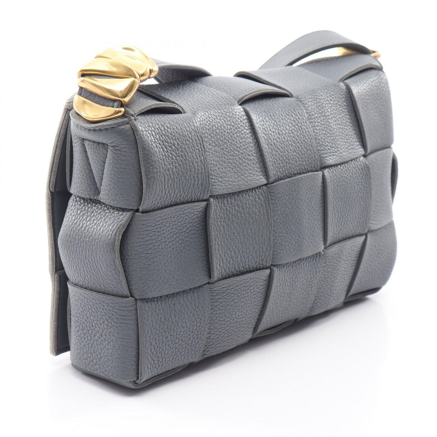 Bottega Veneta Shoulder Bag Cassette Intrecciato Gray Leather — view 2