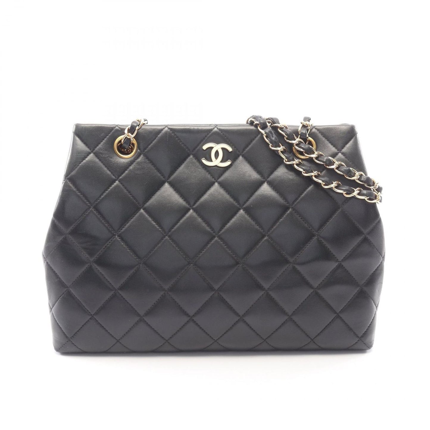 Chanel Shoulder Bag Quilted Black Lambskin 2-Way Chain