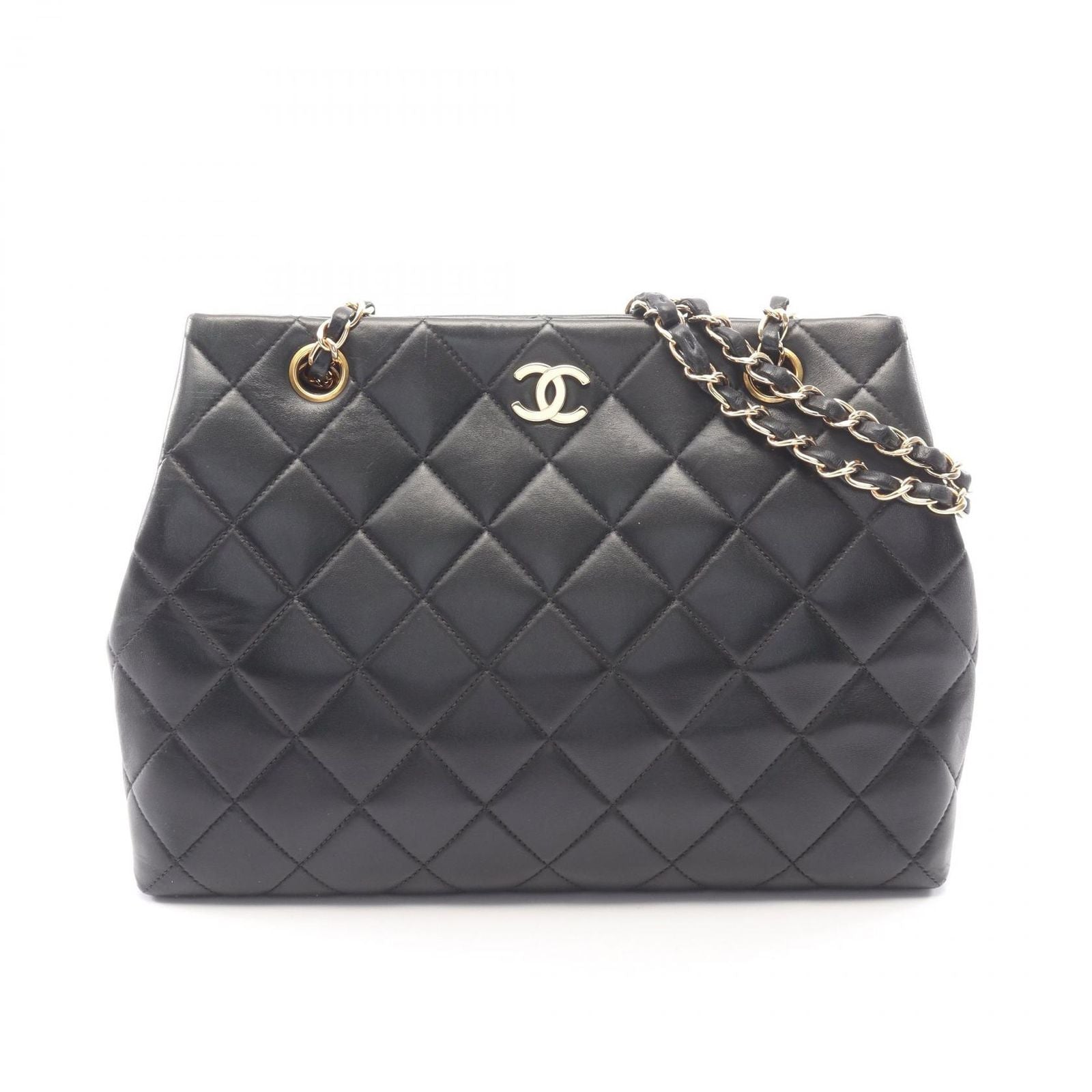 Chanel Shoulder Bag Quilted Black Lambskin 2-Way Chain
