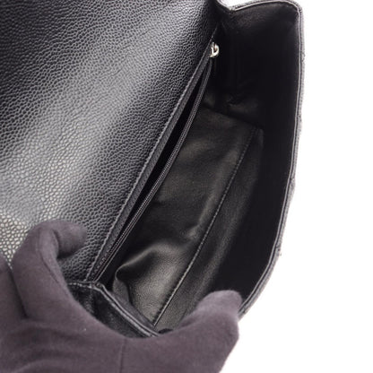 Chanel Handbag Quilted Top Handle Black Caviar Leather Bag — view 3