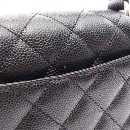 Chanel Handbag Quilted Top Handle Black Caviar Leather Bag — view 8