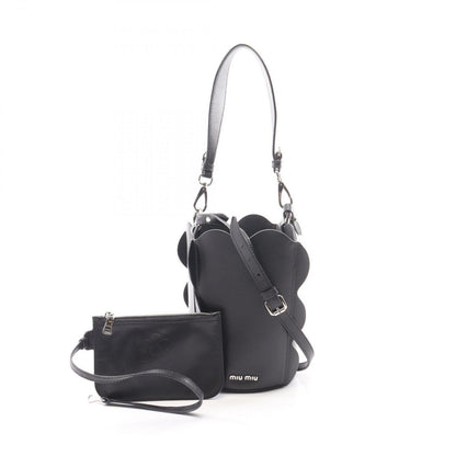 Miu Miu Scallop Bucket Bag 2-Way Black Leather