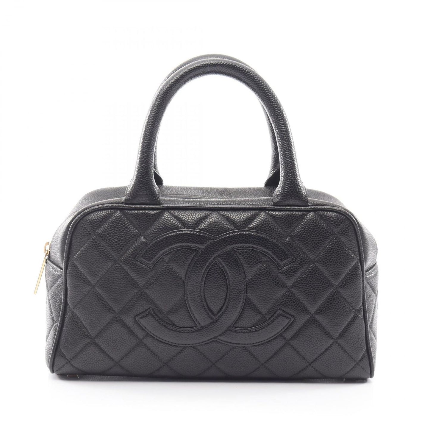 Chanel Handbag Quilted Black Caviar Leather CC Logo Mini